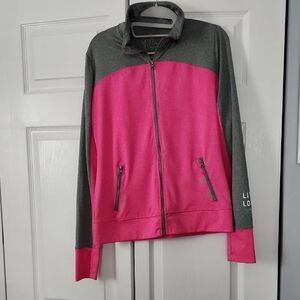 Aeropostale Pink and Gray Zip-Up Jacket